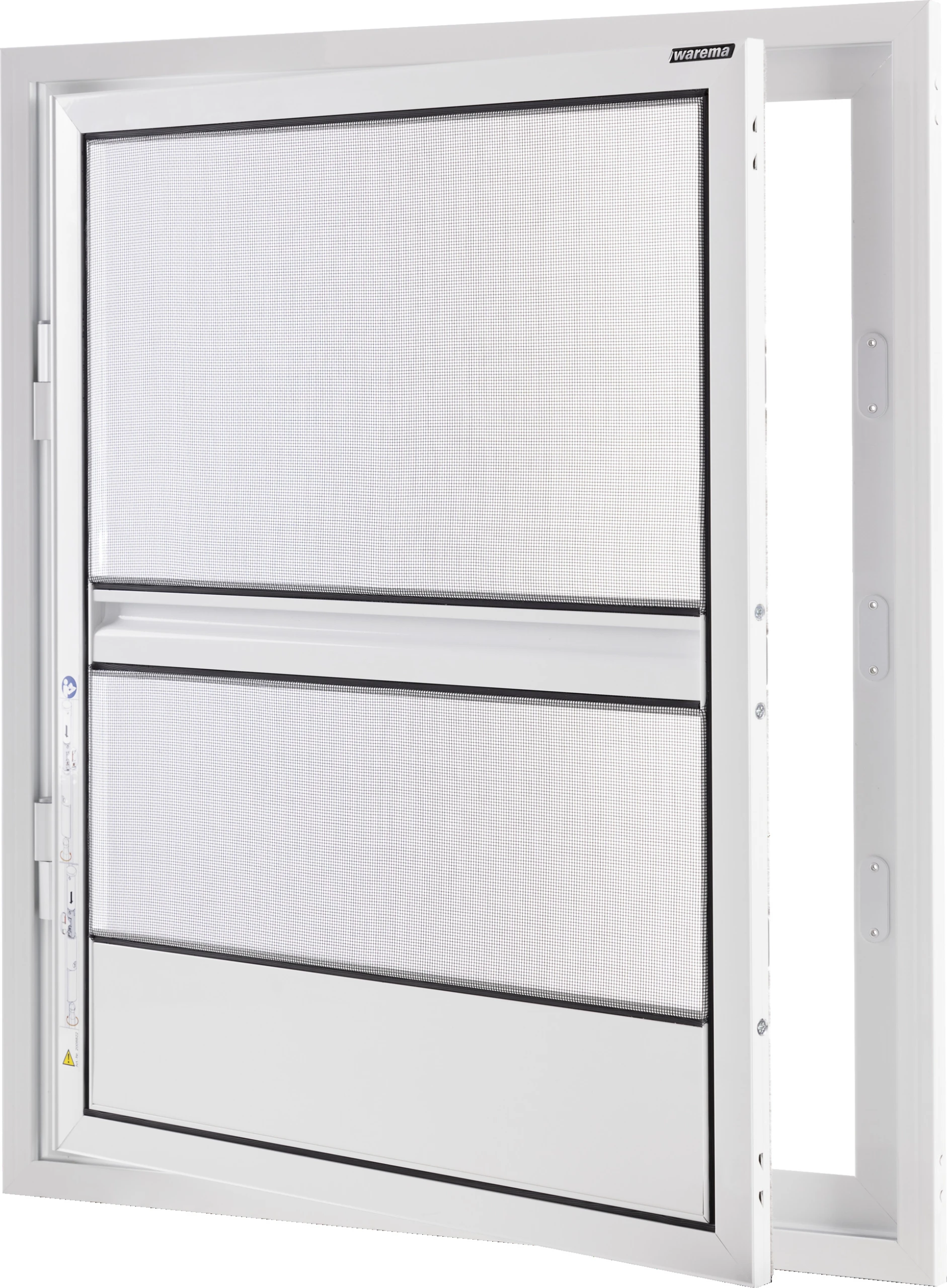 Insektenschutzfenster von Warema mit weißem Rahmen und Netz